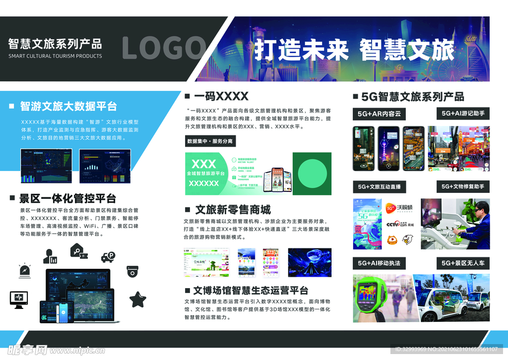 5G新基建智慧文旅三折页背面