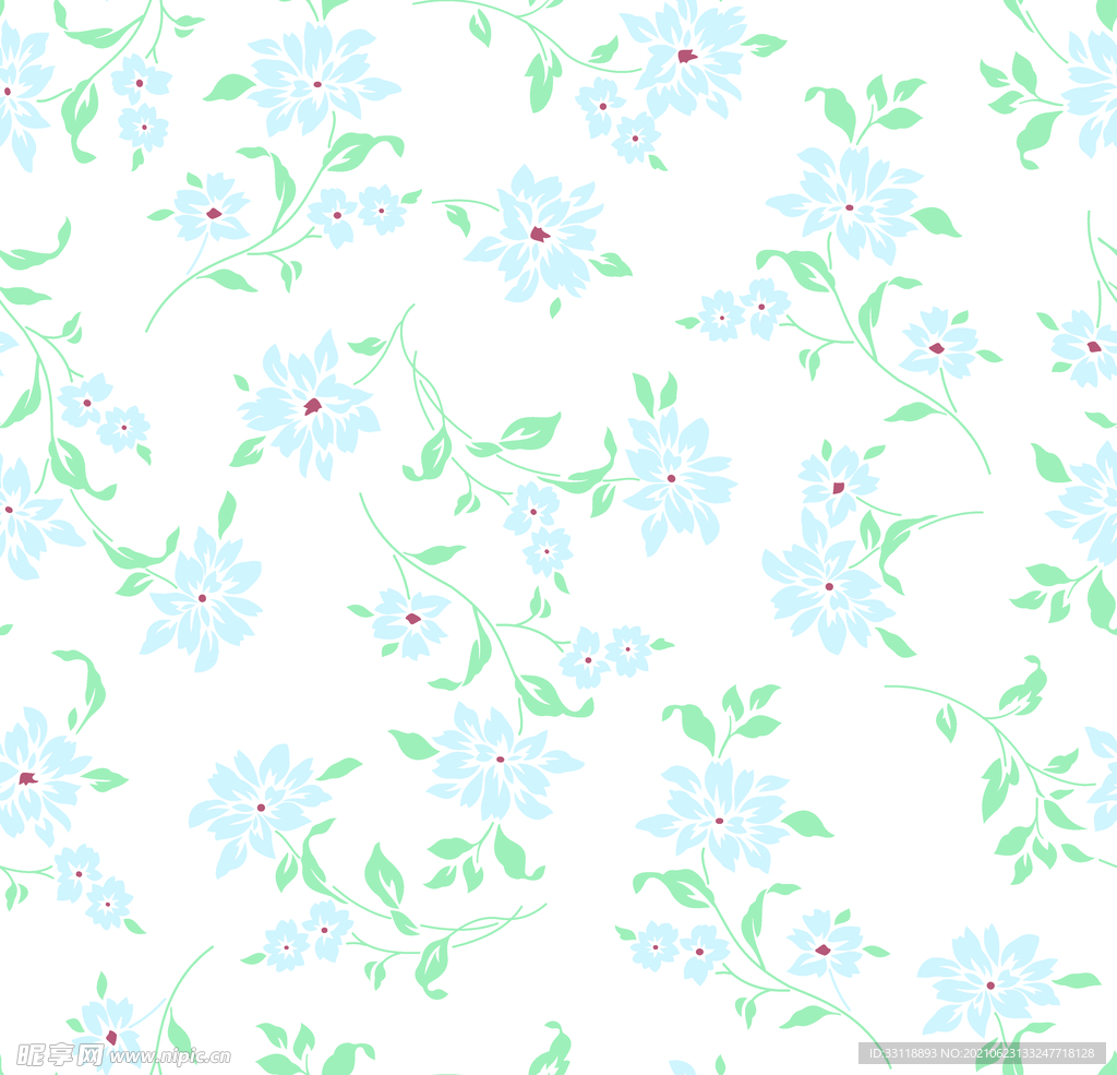 矢量花　小碎花　蓝色花