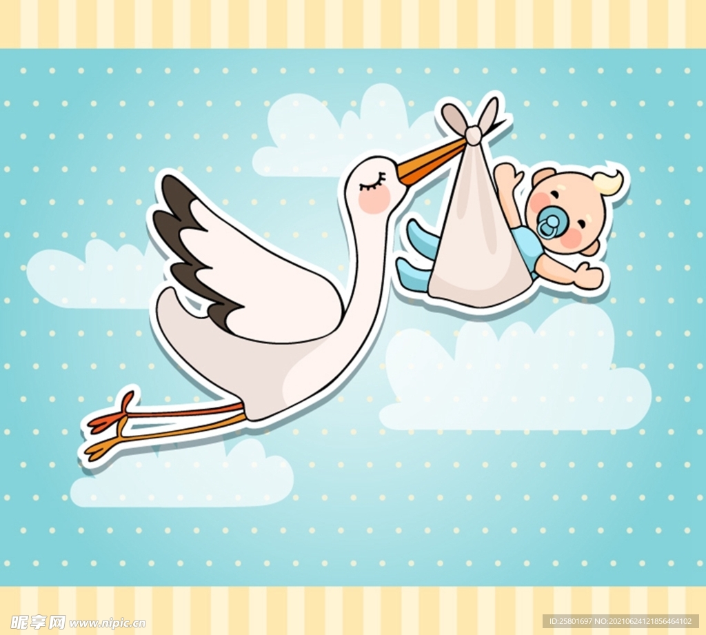 送子鹤与婴儿贴纸