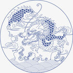 手绘古代龙纹 