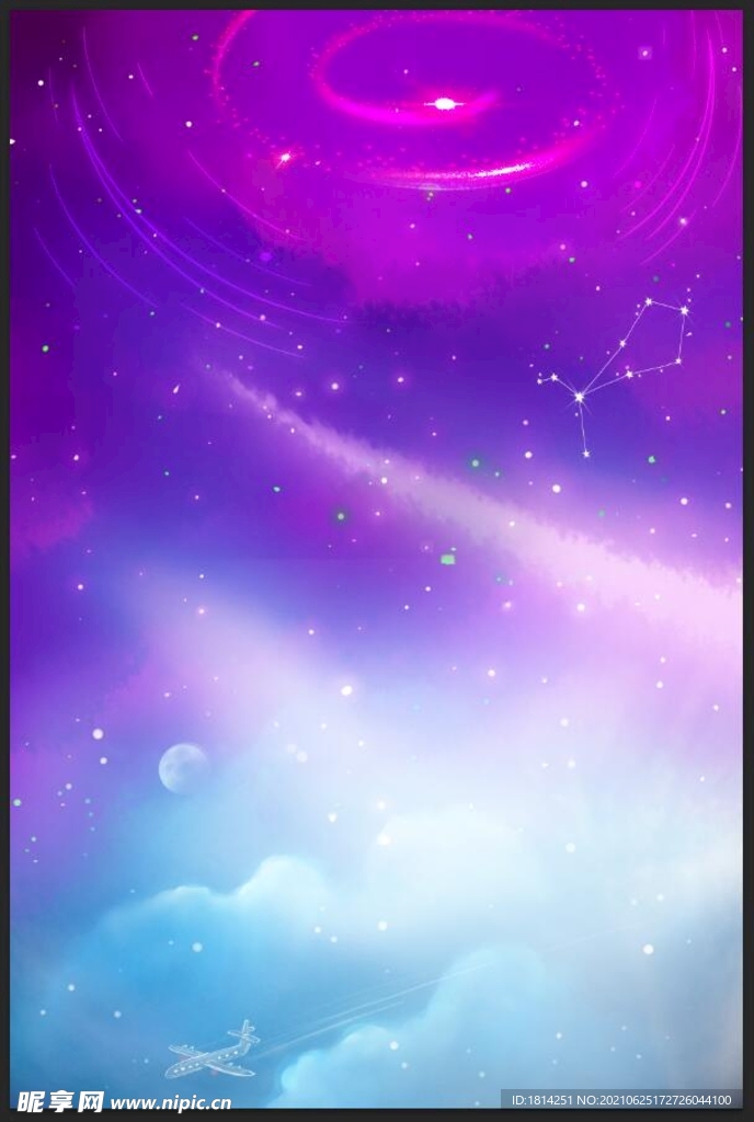 紫色浪漫星空梦幻星云背景