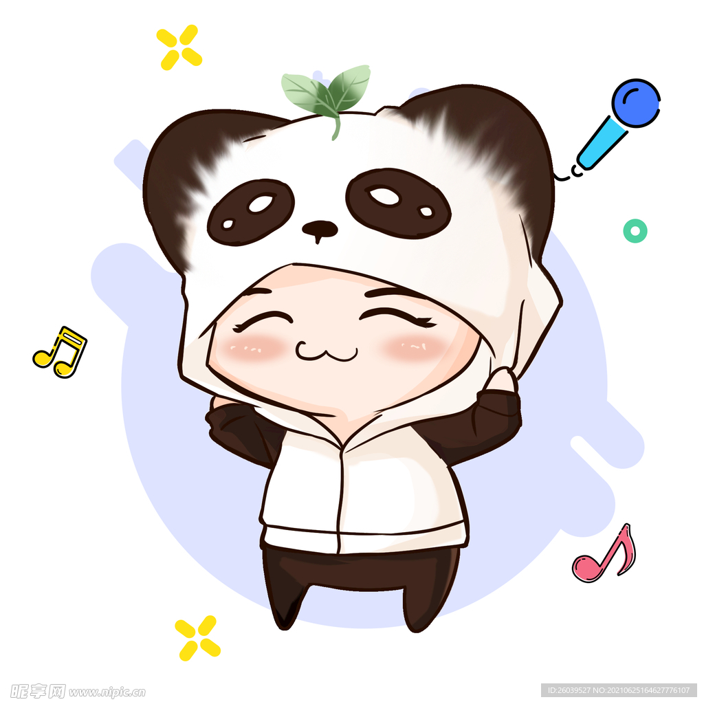 卡通手绘可爱熊猫头像表情设计