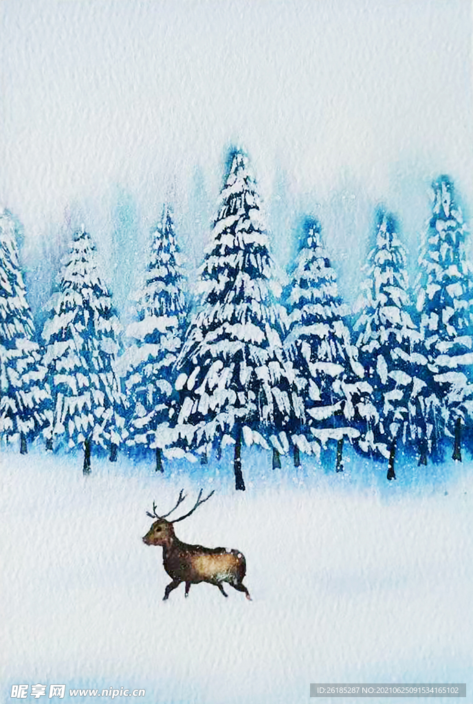 雪景中的麋鹿
