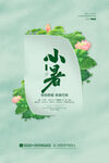 小暑节气荷花绿色简约海报