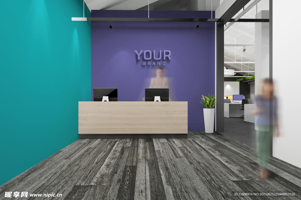 公司墙上logo海报展示样机