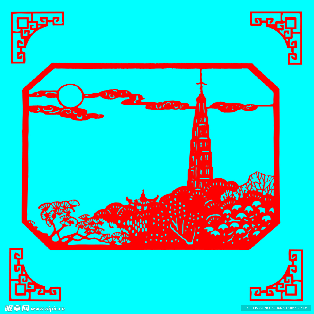 塔剪纸