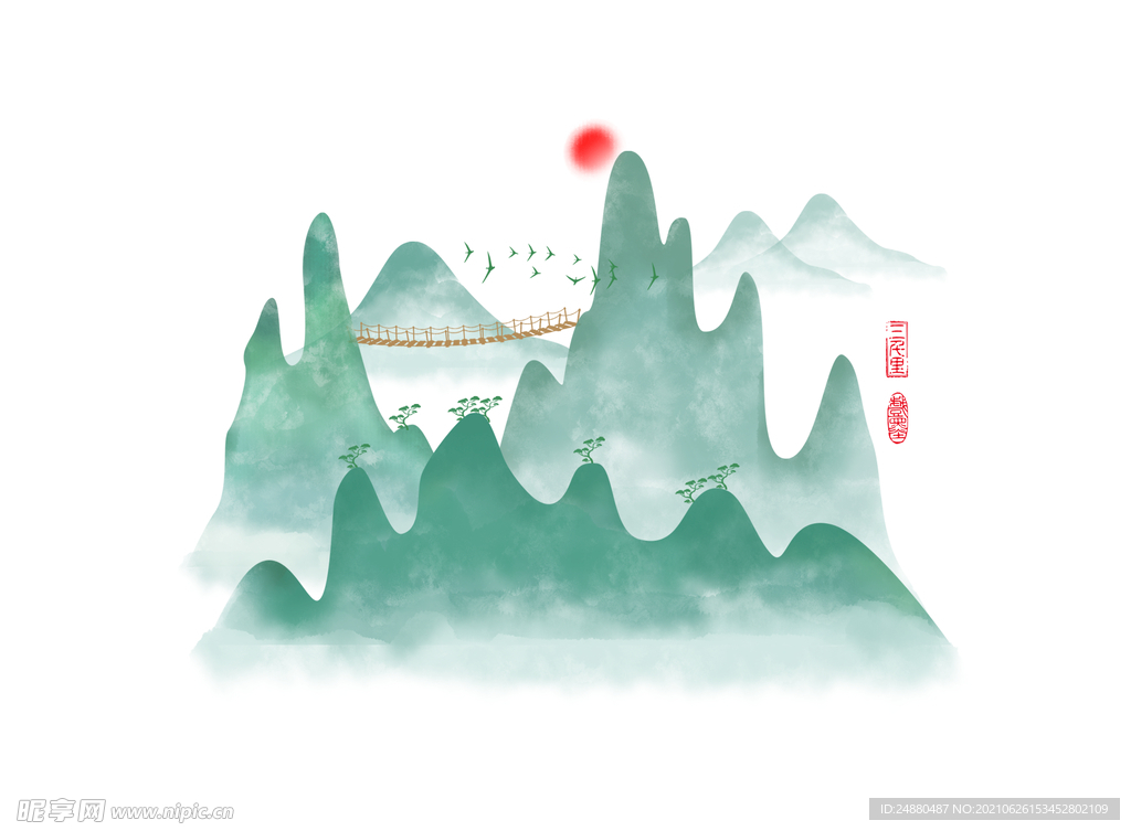 水墨山