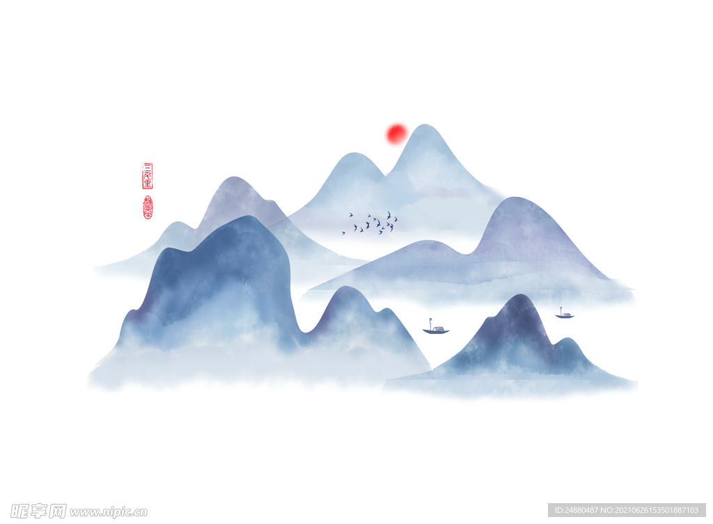 水墨山