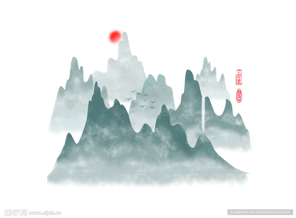 水墨山