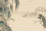 古典 工笔 柳树 背景图片