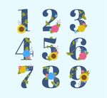 彩色花卉数字