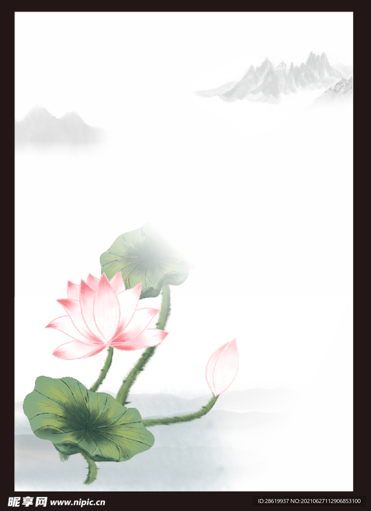 荷花中国风背景