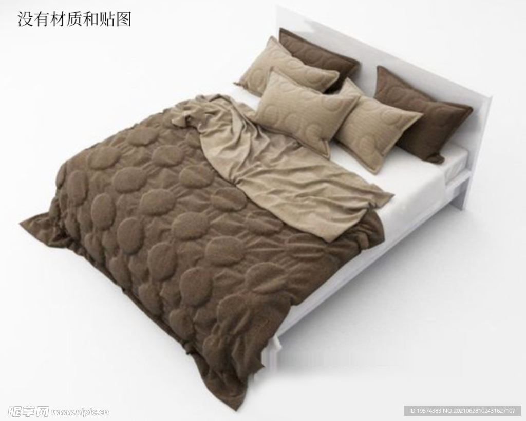 C4D模型双人床家纺被子被枕头