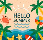 彩色夏季度假沙滩
