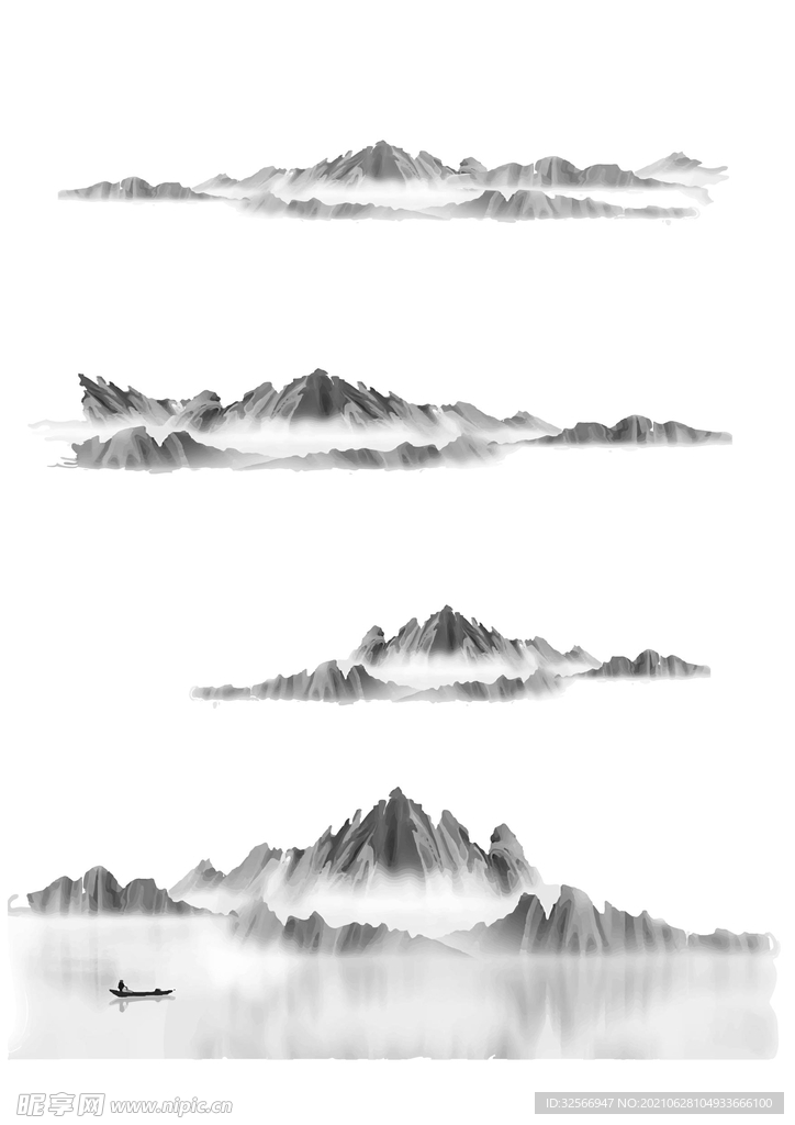 水墨画山