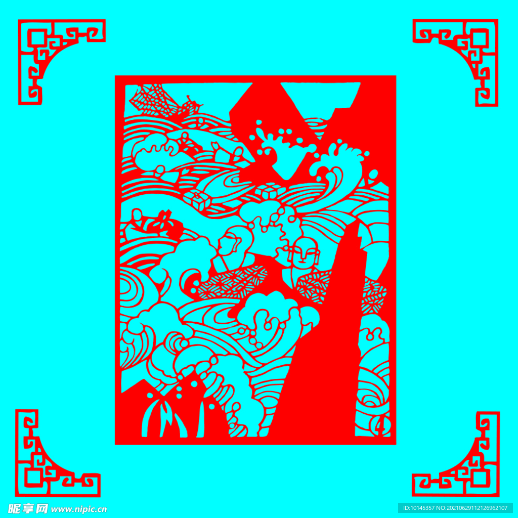 海上逃命剪纸