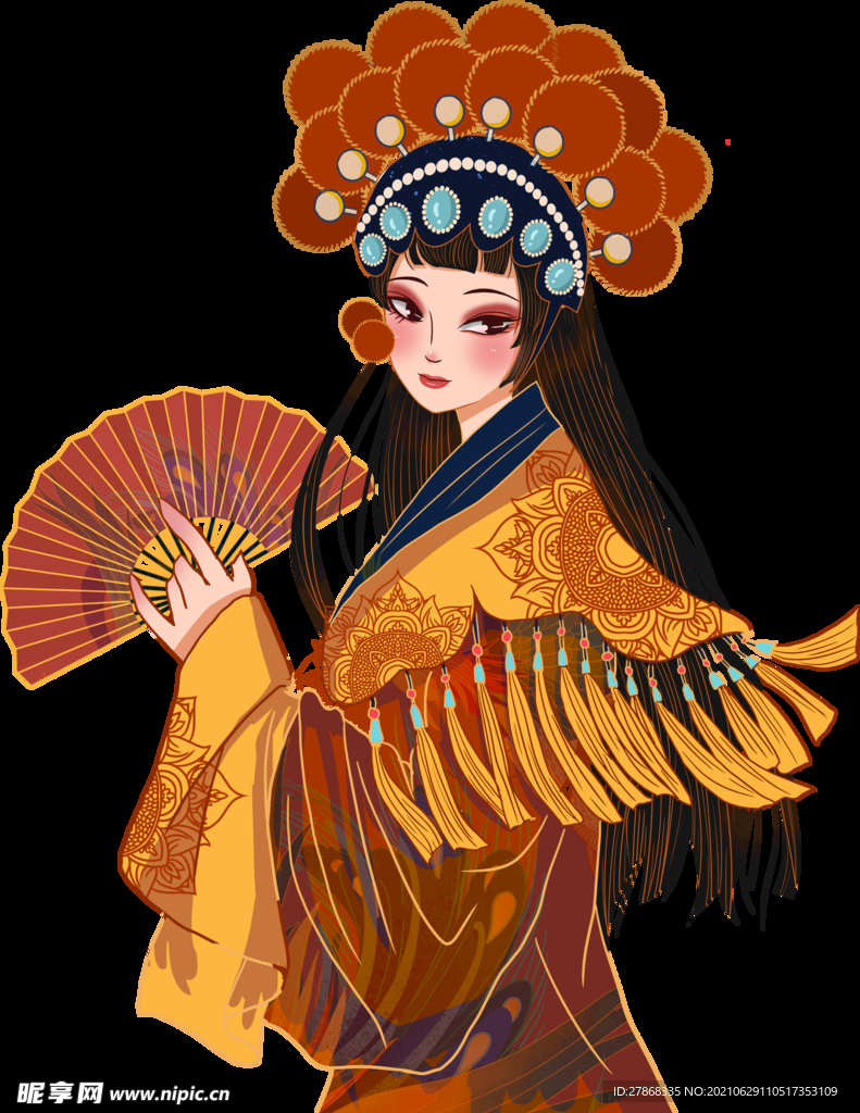 卡通女生京剧戏曲手绘