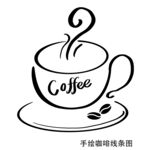 手绘咖啡线条矢量图