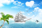 一帆风顺海洋背景