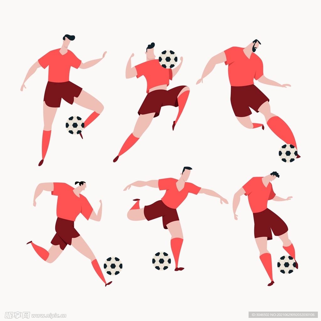 足球运动员矢量插画设计 