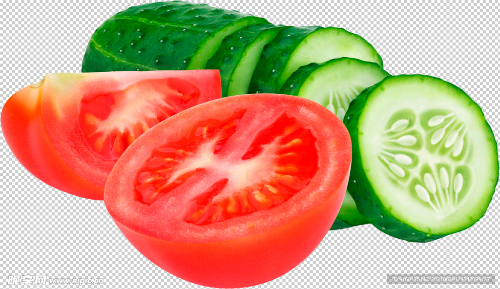 西红柿黄瓜透明底免抠图