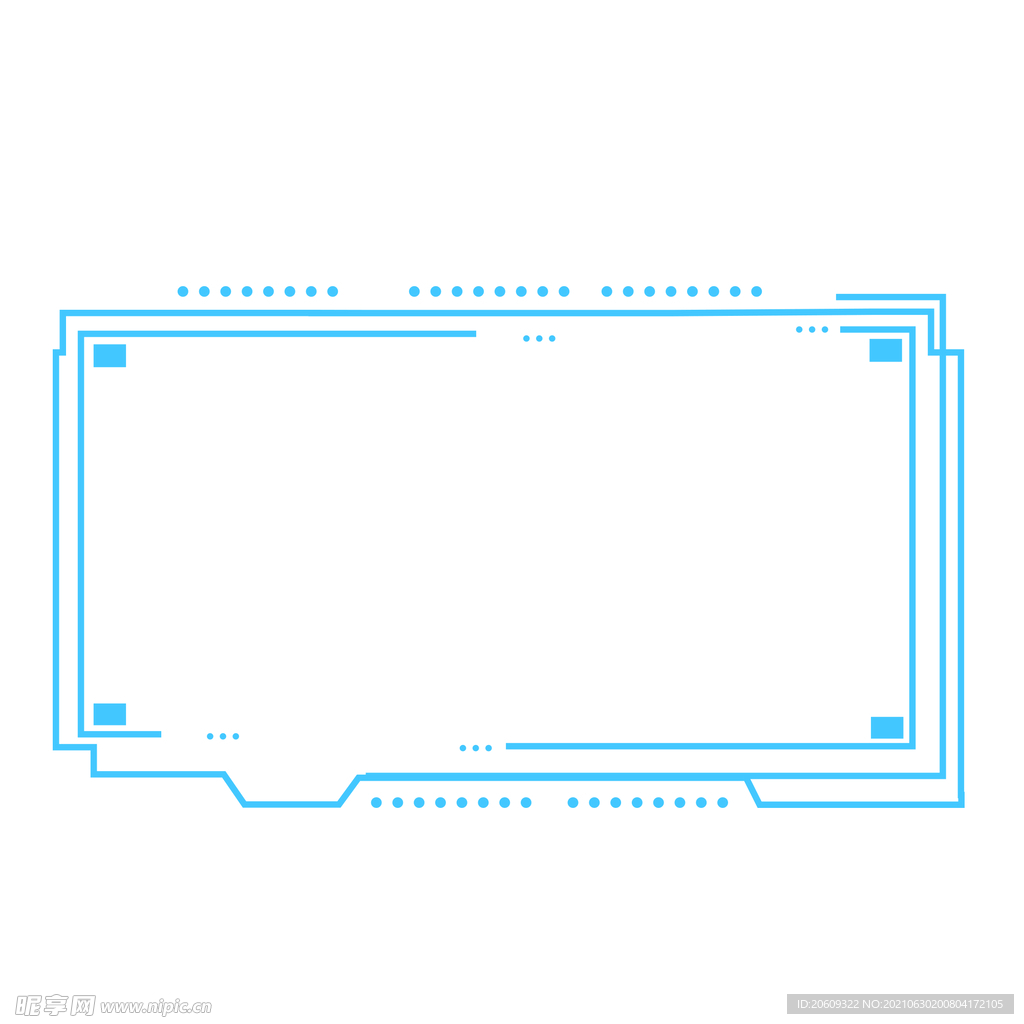 蓝色科技边框文本框矢量