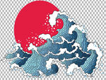 卡通海浪           