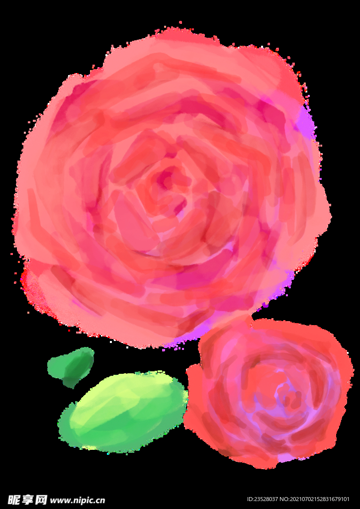 透明底手绘水彩玫瑰