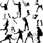 网球运动剪影矢量图