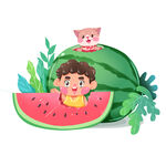 西瓜元素大暑小暑夏天免扣