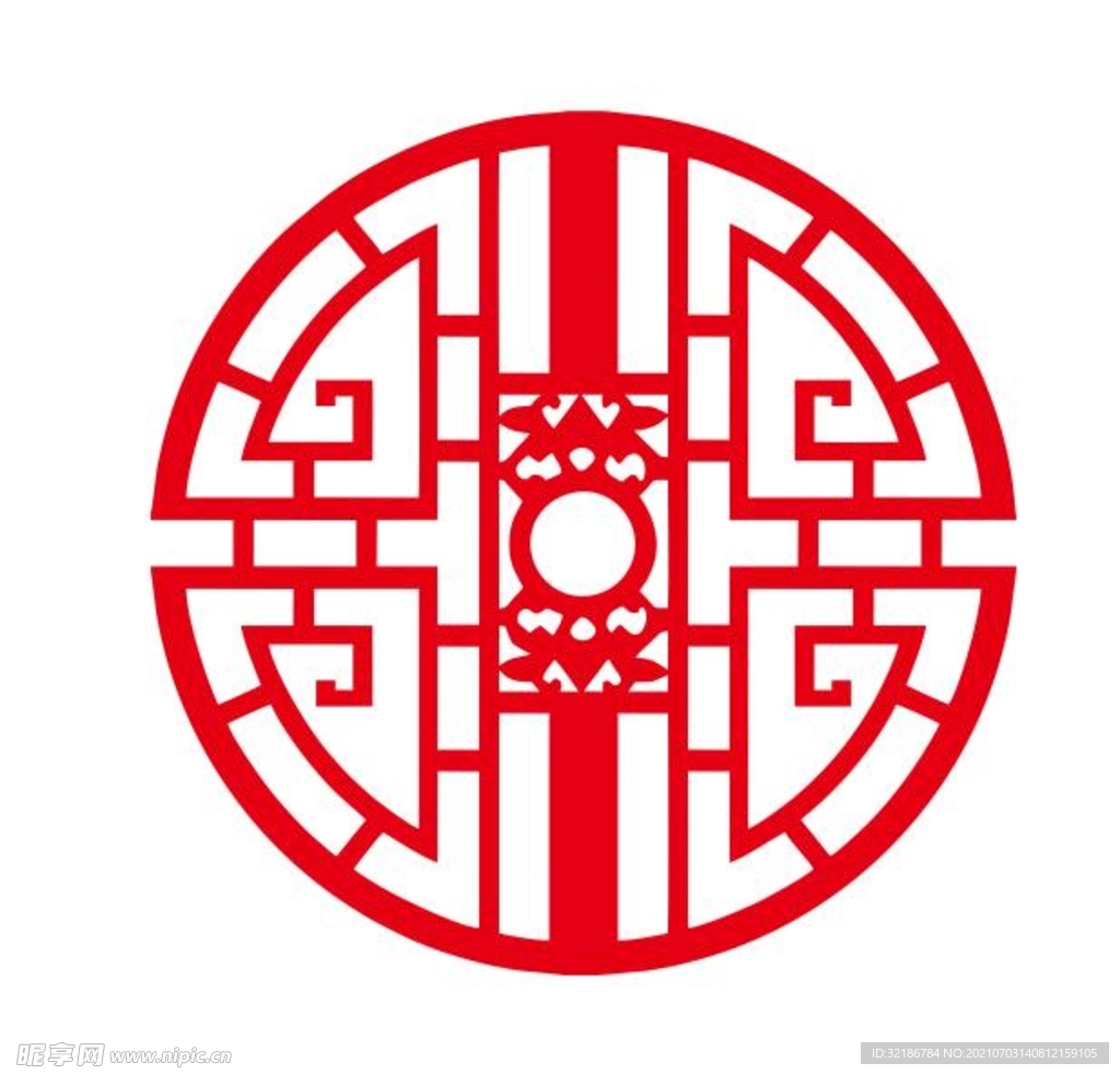 矢量圆形窗花纹