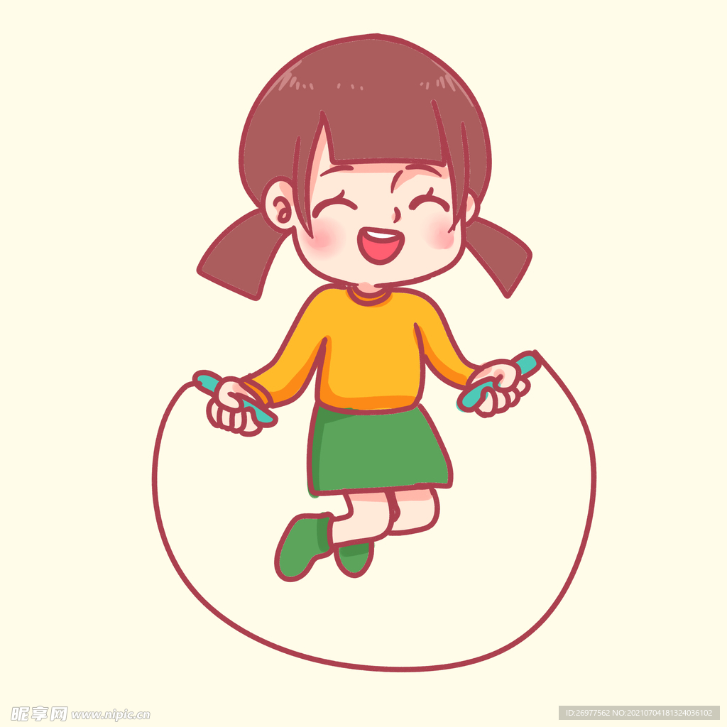 女孩跳绳 