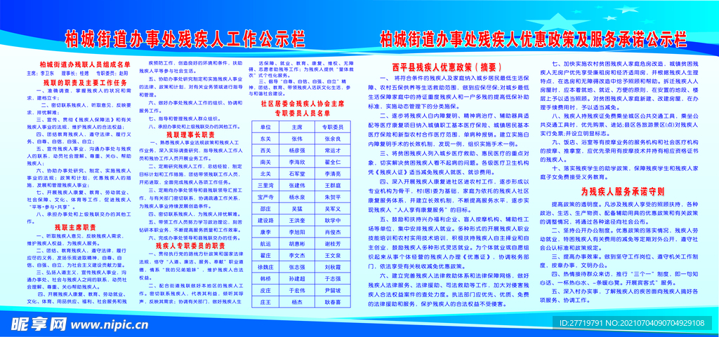 残疾人公示栏