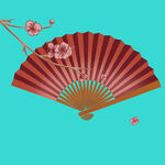 手绘国潮风梅花扇子