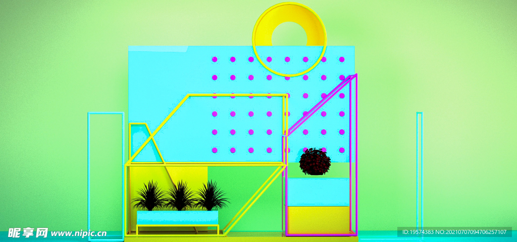 C4D模型小清新风格电商立体