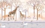 3D长颈鹿背景墙
