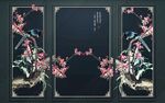 中式古典花鸟背景墙