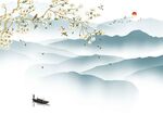 中式水墨山水背景