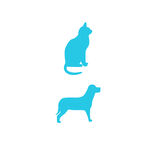 动物猫狗剪影 蓝色