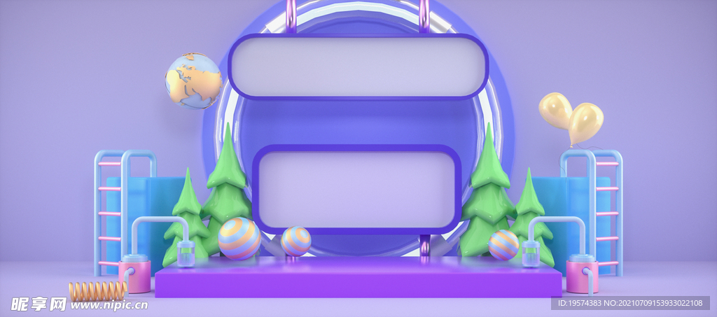 C4D模型小清新风格电商立体