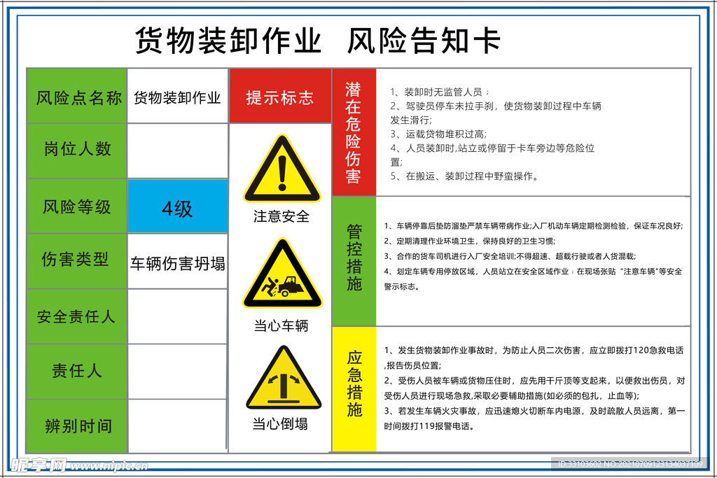 货物作业风险告知卡