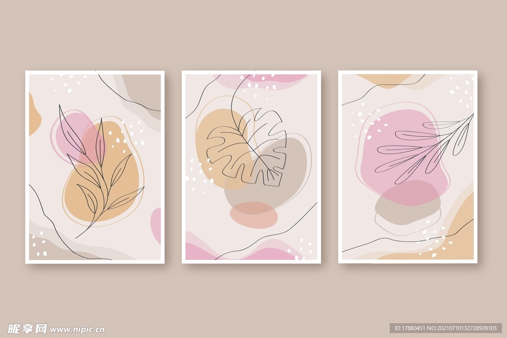 彩绘线描树叶封面