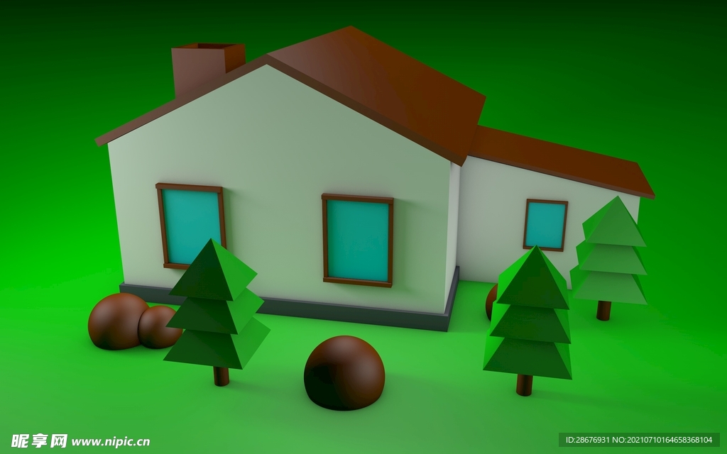 3D建模卡通小房子模型