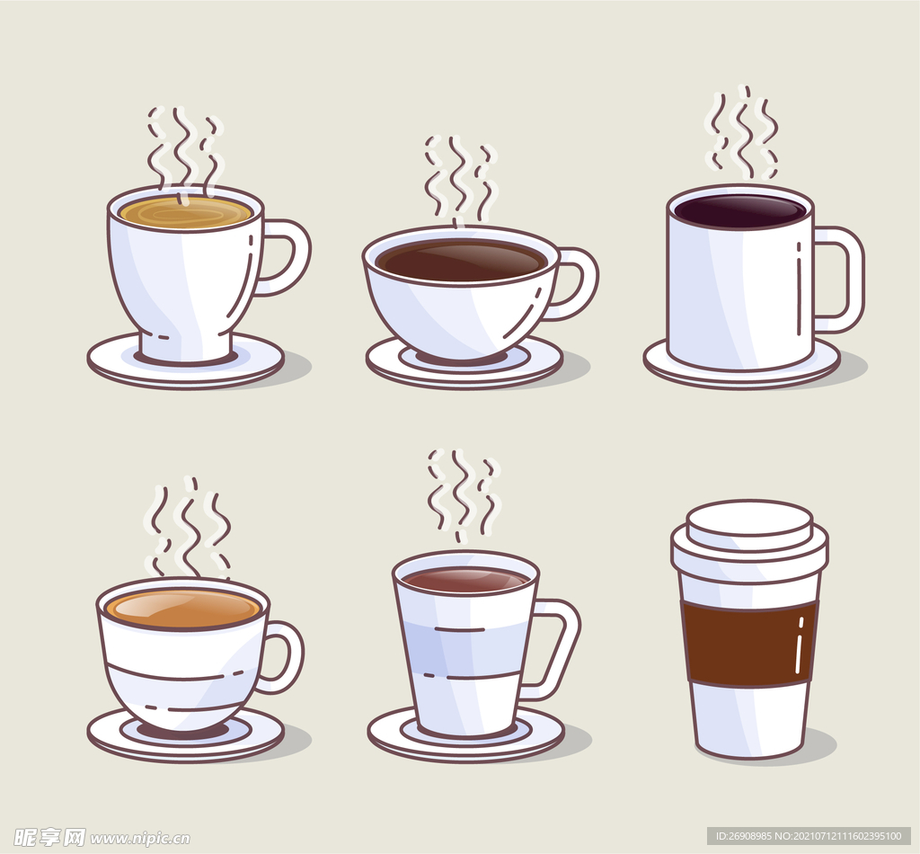 Ai矢量手绘素材咖啡杯