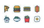 Icon矢量素材手绘快餐汉堡