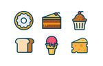 Icon矢量手绘甜品面包