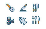 Icon矢量素材手绘厨房用品