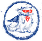 卡通 猫 超人 T恤设计