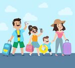夏季旅行一家四口