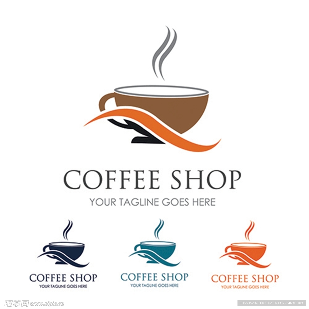 咖啡豆与咖啡杯标志